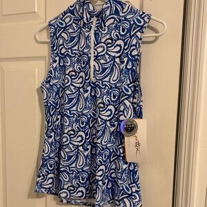 Gottex Blue and White Paisley Tank Top
